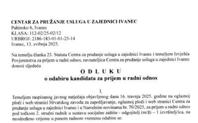 Odluka o odabiru kandidata za prijem u radni odnos